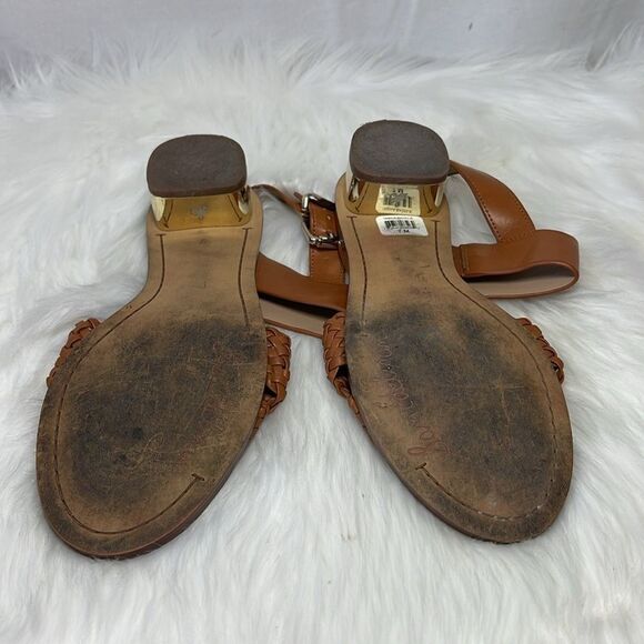 Sam Edelman Teena 2 Saddle Cognac Leather Woven Strap Sandals Sz 7 - Picture 6 of 6